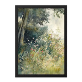 Watercolor Landscape Wall Art, Floral Meadow Painting, Nature Print, Flower Field Art, Botanical Artwork, Garden Scene Decor - Tawshia